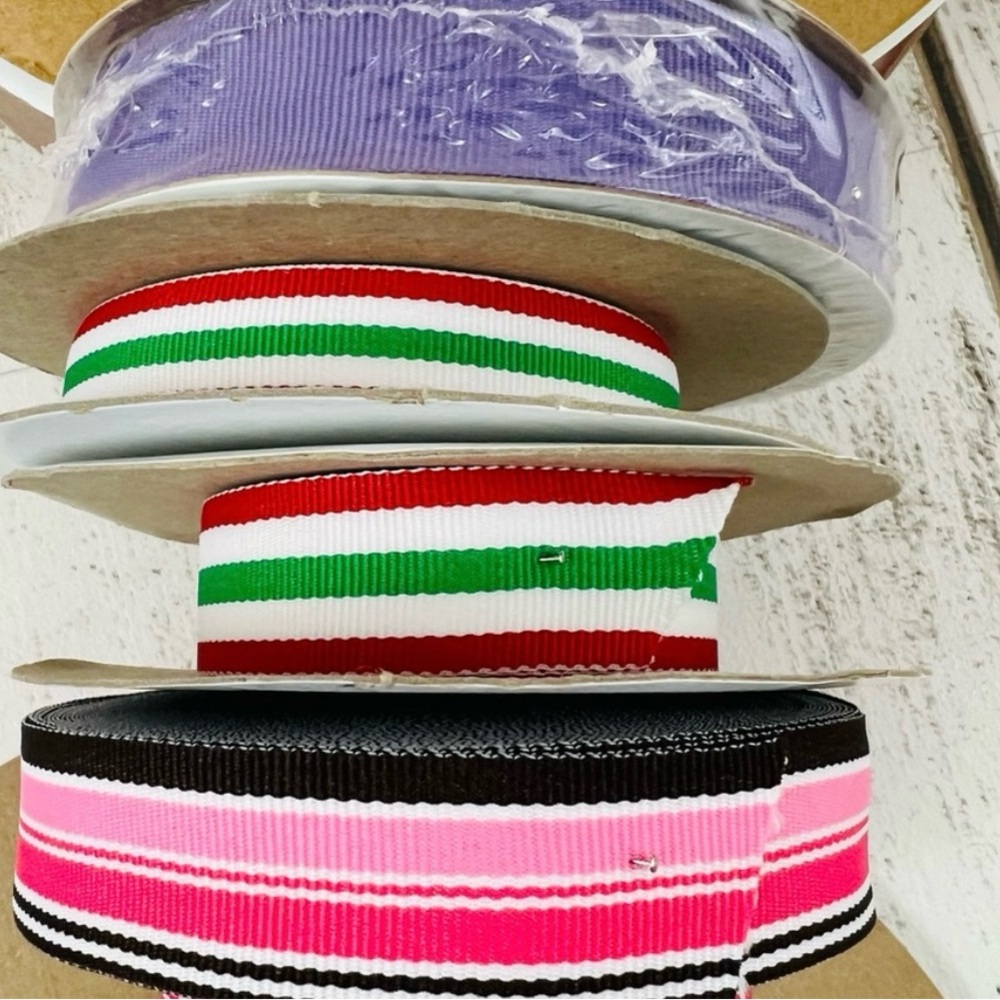 180 Yards Grosgrain Ribbon Bundle Arts Craft Gift Wrap Preppy Stripes - Picture 5 of 7